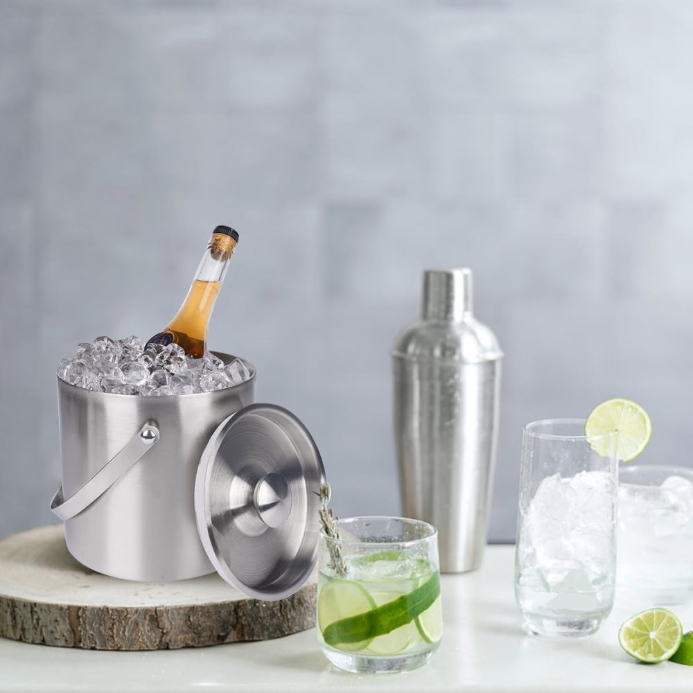 3L Double-Wall Insulated Stainless Steel Ice Bucket with scoop for Cocktail Bar - Image 3